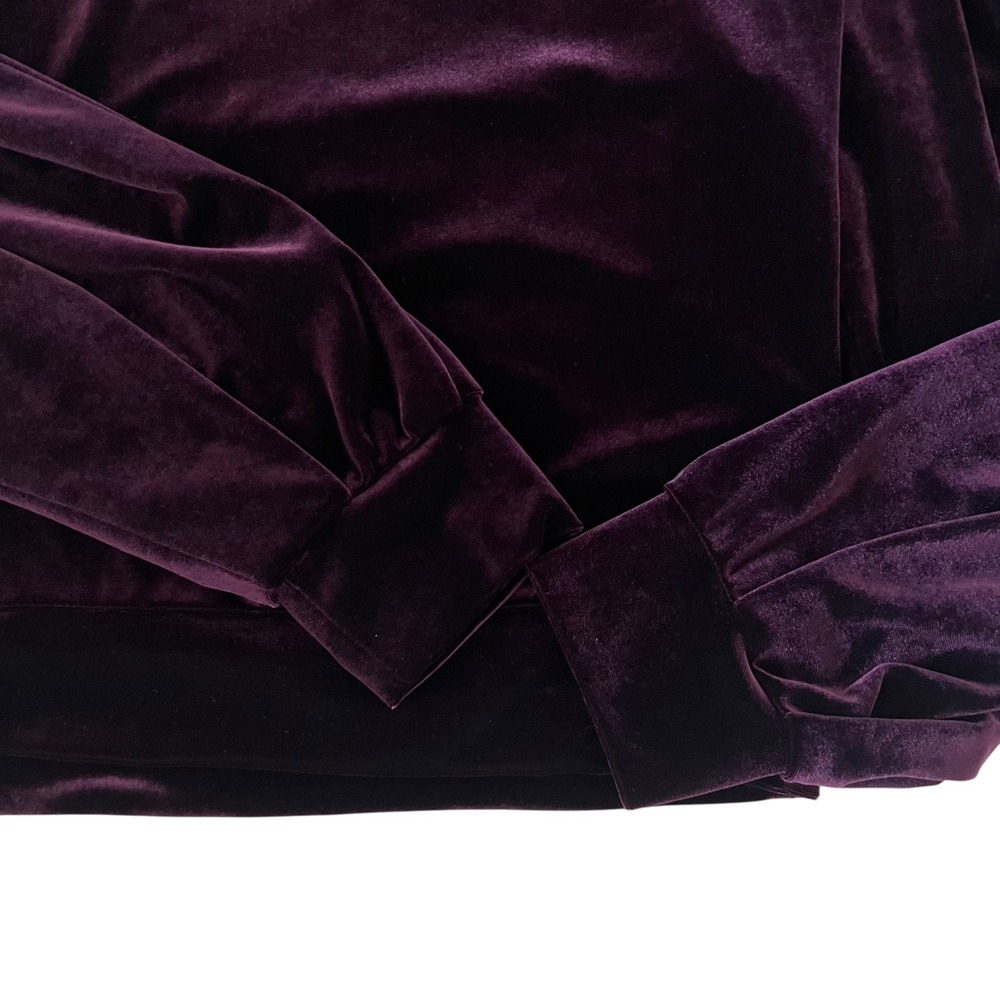 MISA Los Angeles Je T'adore Burgundy Velvet Puff Sleeve Sweatshirt Sweater SZ XS - Picture 5 of 12